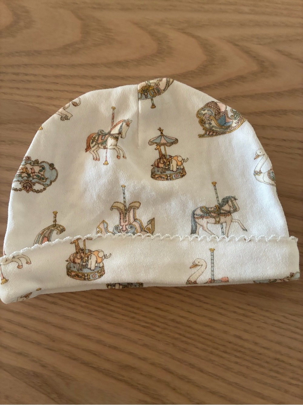 Atelier Choux Baby Hat with Carousel Print, 0-3 M, 100% cotton